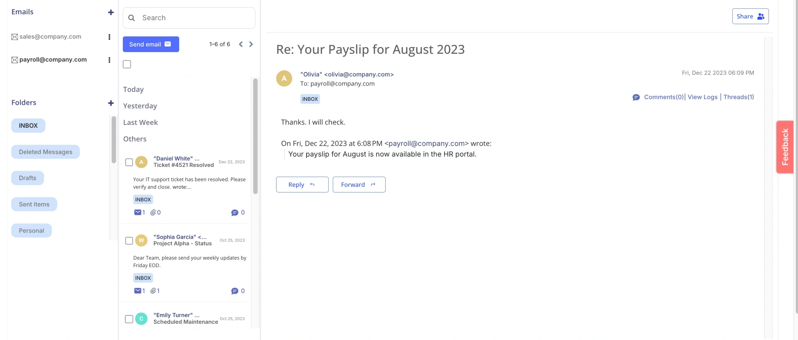 Email and Calendar Integration