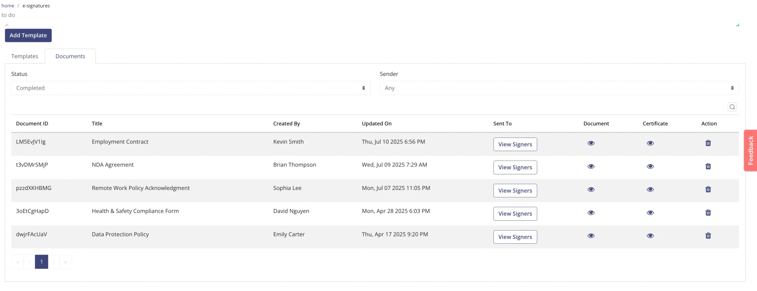 File Storage & E-signatures